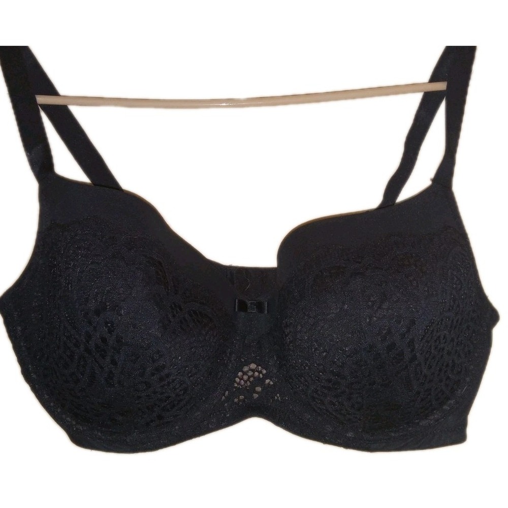 Auden 17730 Black Eyelet 40DDD The Every Day Nylon Underwired T‎ Shirt Bra